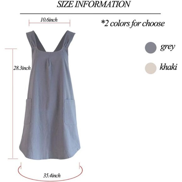 Soft Cotton Linen Apron Cross Back X-Shaped Japanese Style Pinafore Dress for Co - Picture 6 of 7